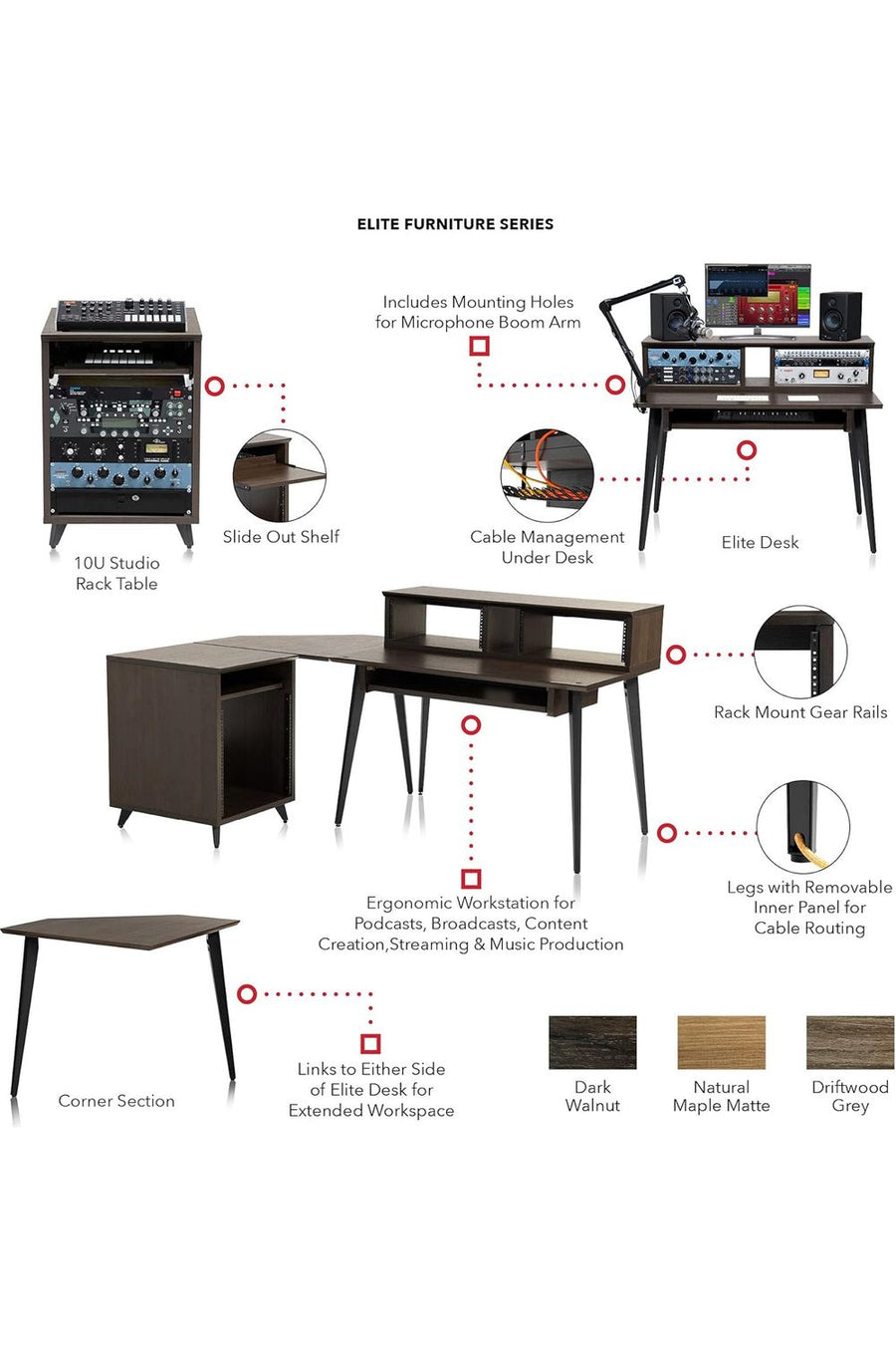 Elite Furniture Series Corner Desk Section