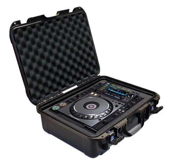 BLACK WATERPROOF INJECTION MOLDED CASE WITH CUSTOM FOAM INSERT FOR PIONEER CDJ-2000