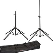 PAIR OF QUAD BASE SPEAKER STANDS W/LIFT ASSIST FOR INDOOR & OUTDOOR EVENTS