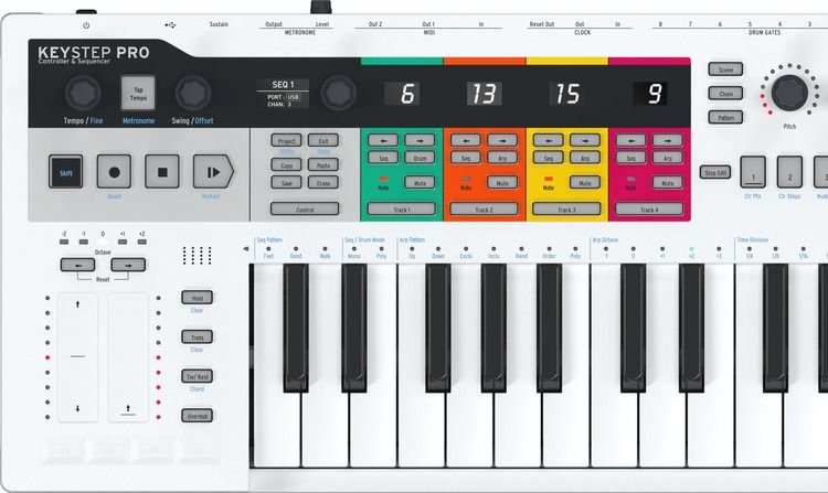 Arturia Keystep PRO Portable Keyboard Controller with 4 Sequencers 4 CV-Gate