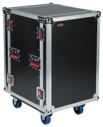 16U, STANDARD AUDIO ROAD RACK CASE W/ CASTERS